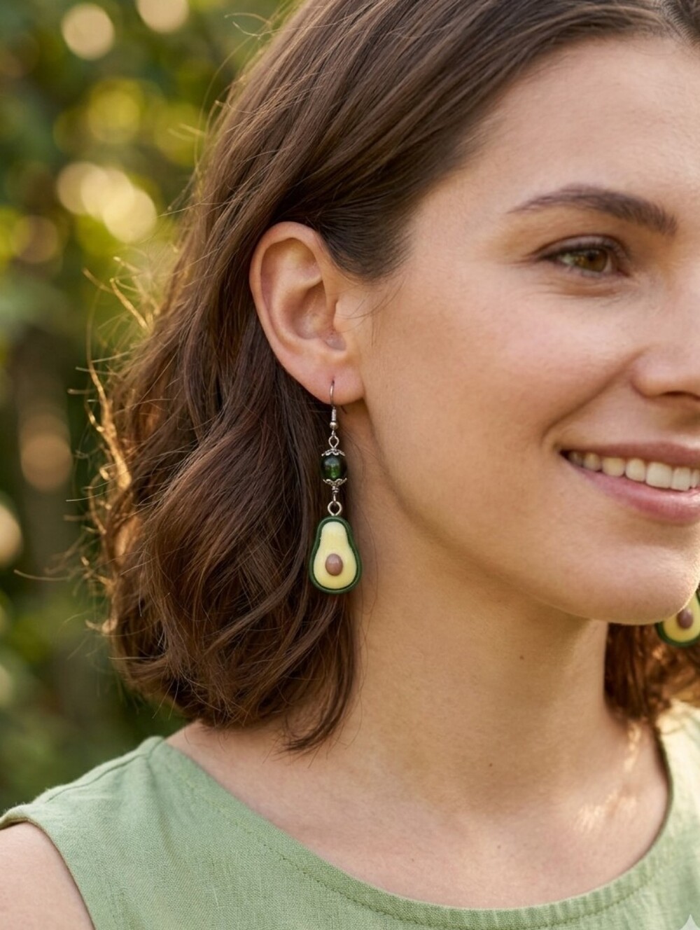 Handcrafted Avocado Drop Resin Earrings